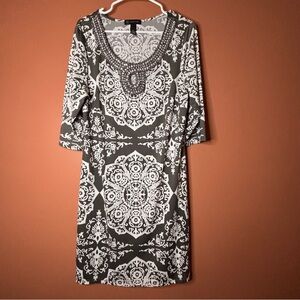 INC International Concepts Gray and White Dress